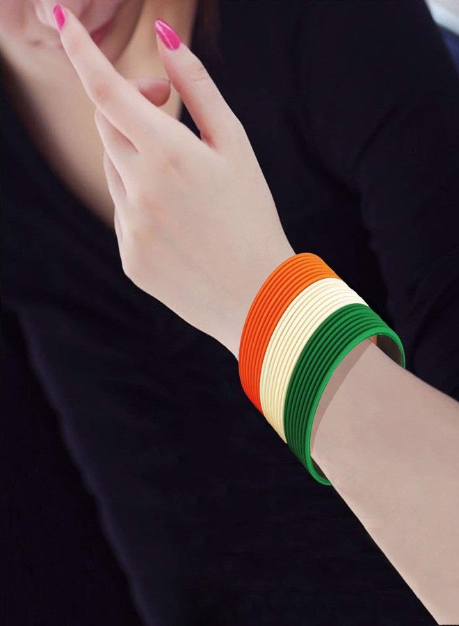 NMII Plain Tri Colour Color Metal BangIes Set For Women/Girls/Kids | Independence Day | Republic Day | Tiranga Colours Bangle set | Bangles | Chudi Set-(Flag22-2.4) - Image 2